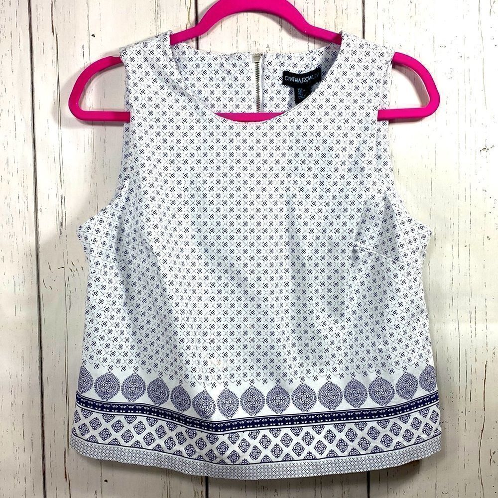 Cynthia Rowley Sleeveless Blue White Printed Top